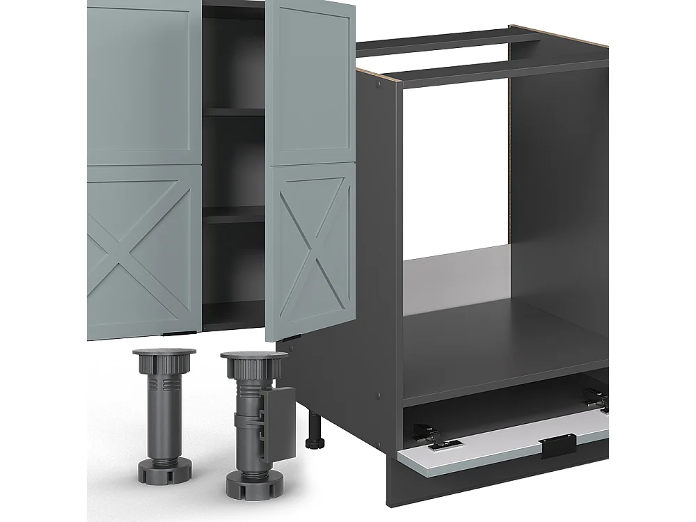 Cuisine en angle bleu clair-gris/anthracite 347x60x81.6 fame-line