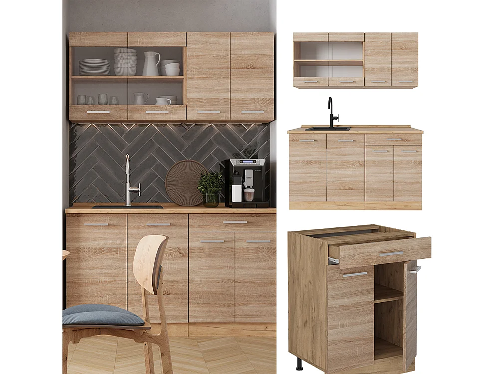 Cuisine sonoma/chêne doré 140x60x81.6 r-line