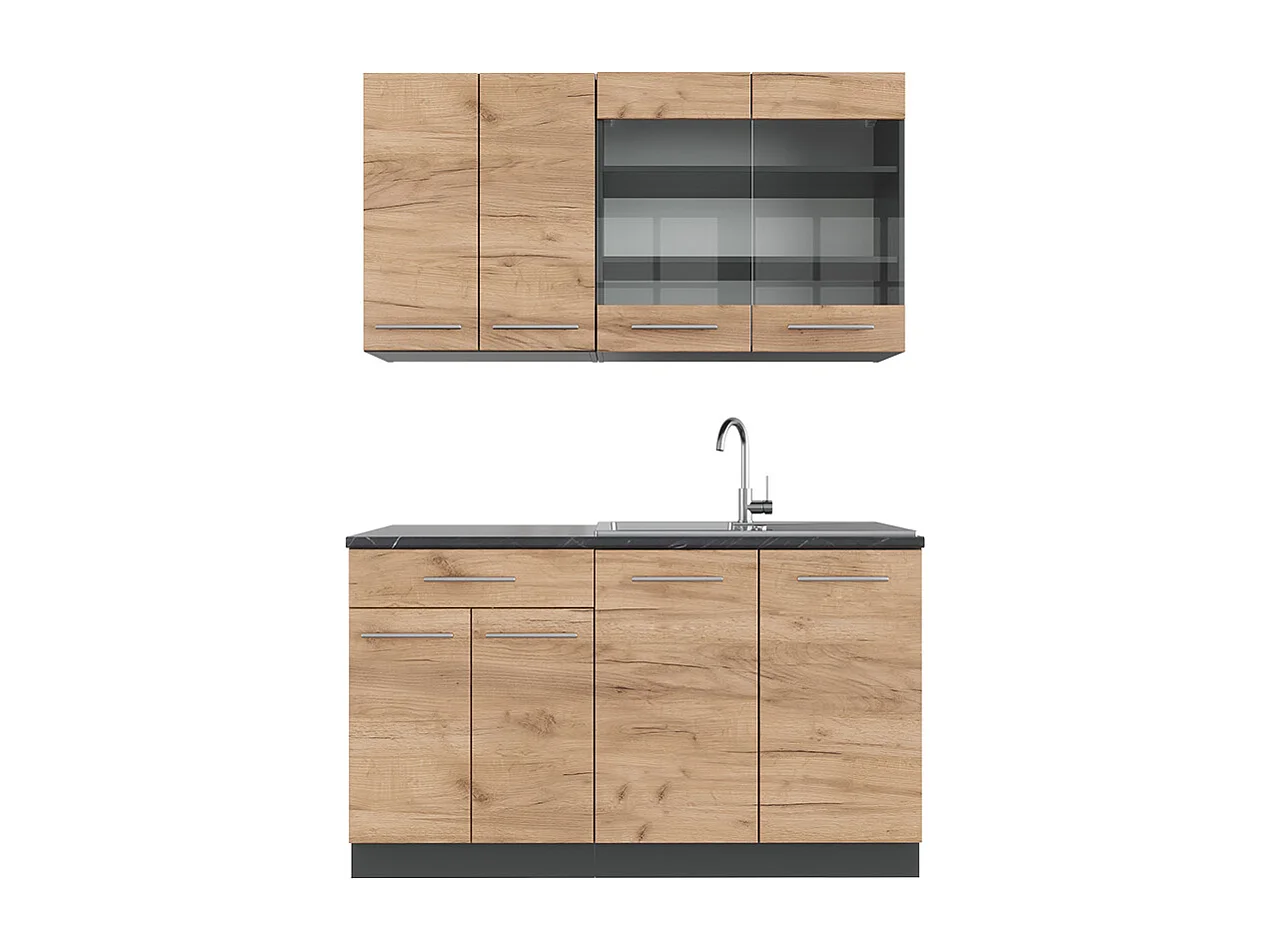 Cocina para solteros oro power roble/antracita 140x46x81.6 fame-line
