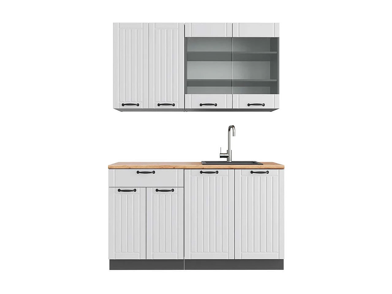 Cocina para solteros casa de campo blanca/antracita 140x60x81.6 fame-line