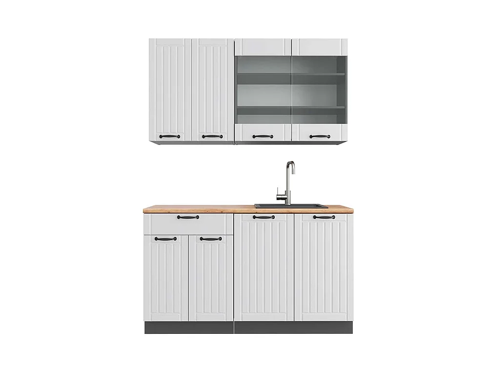 Single kitchen white country house / anthracite 140x60x81.6 fame-line