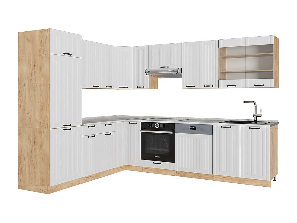 Cocina esquinera blanco casa de campo 227x60x81.6 fame-line