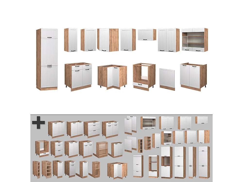 Cocina esquinera blanco casa de campo 227x60x81.6 fame-line