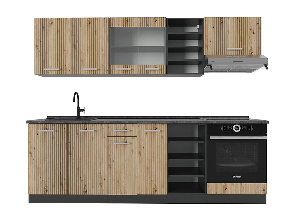 Küchenzeile artisan eiche/anthrazit 240x46x81.6 r-line