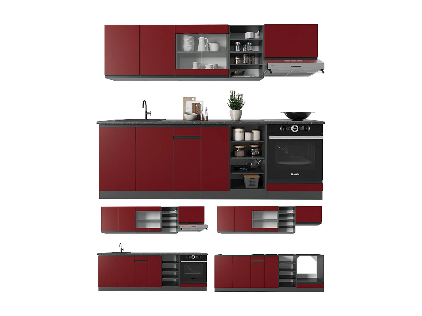 Cuisine rouge/anthracite 240x60x81.6 r-line