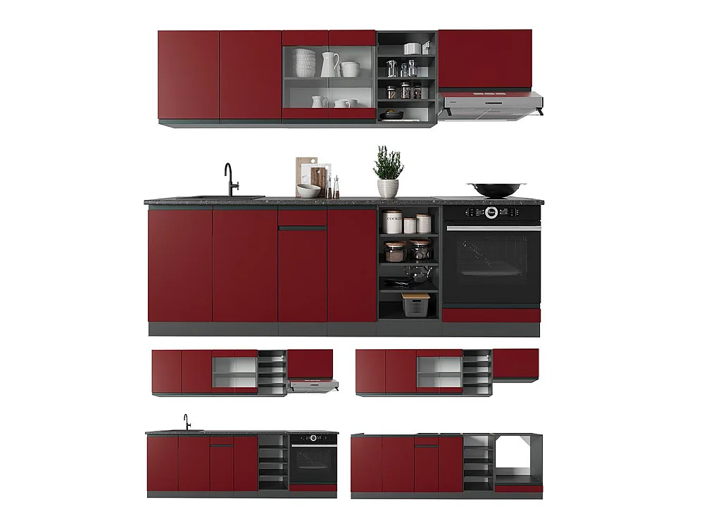 Cuisine rouge/anthracite 240x60x81.6 r-line