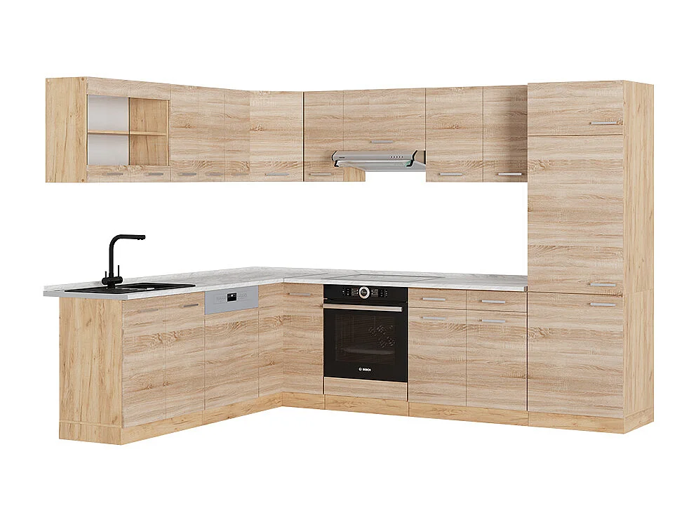 Cuisine en angle sonoma/chêne doré 287x60x81.6 r-line