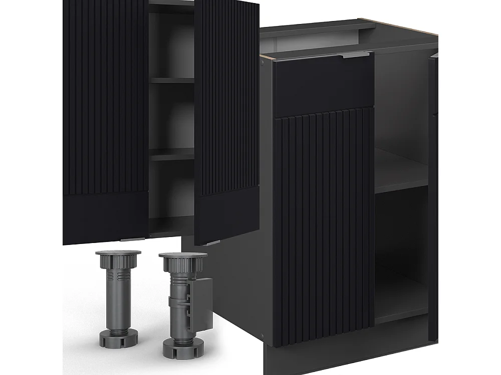 Cuisine noir rayé/anthracite 300x60x81.6 fame-line