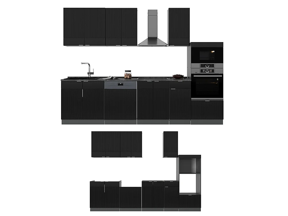Mueble de cocina rayas negras/antracita 300x60x81.6 fame-line