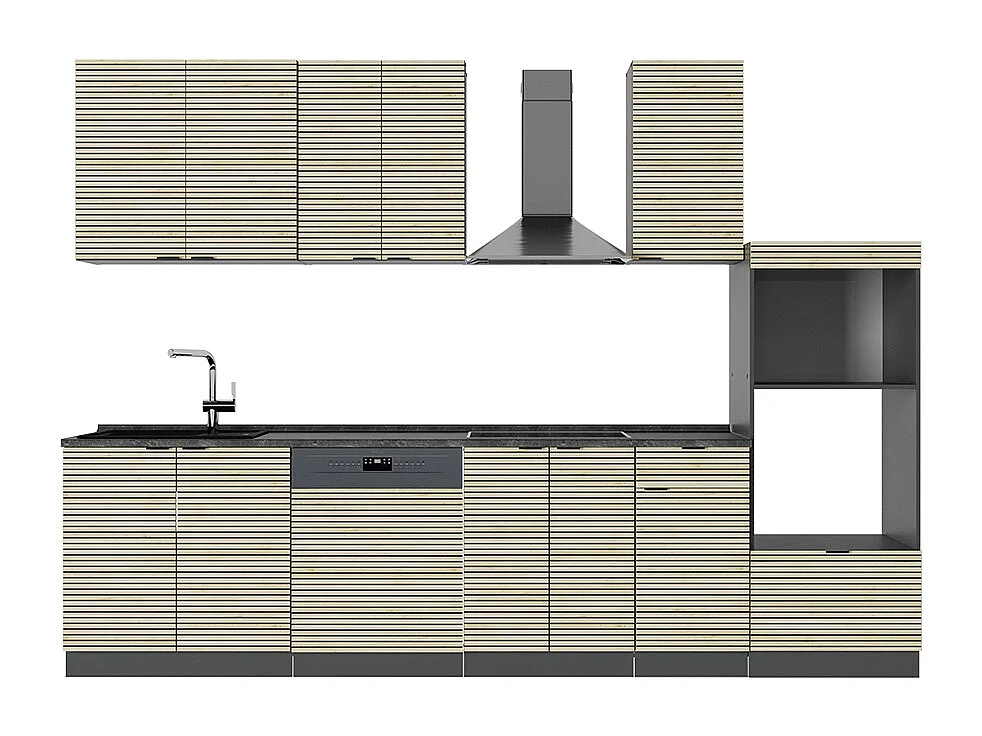 Cuisine chêne lambris/anthracite 300x60x81.6 fame-line