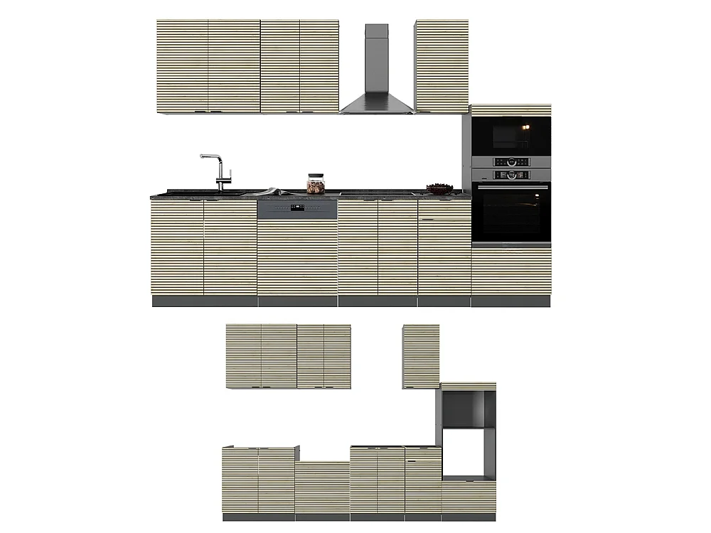 Mueble de cocina panel de roble/antracita 300x60x81.6 fame-line
