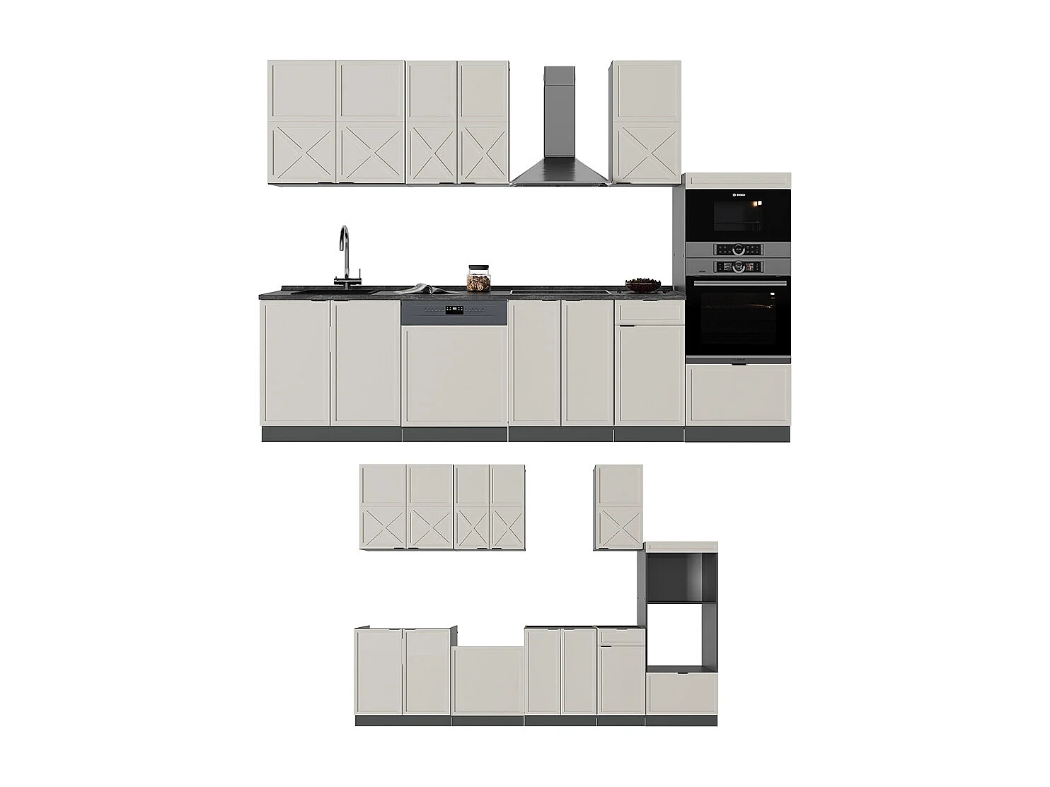 Cuisine grisbeige/anthracite 300x60x81.6 fame-line
