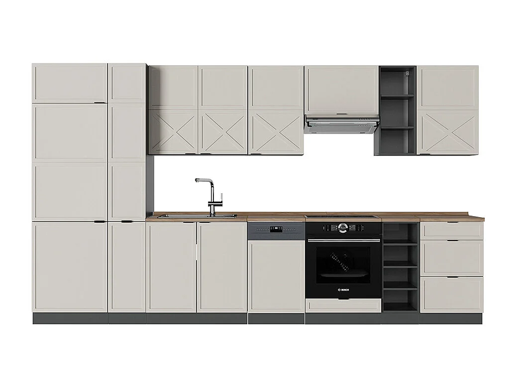 Køkkenrække grå/beige/antracit 355x60x81.6 fame-line