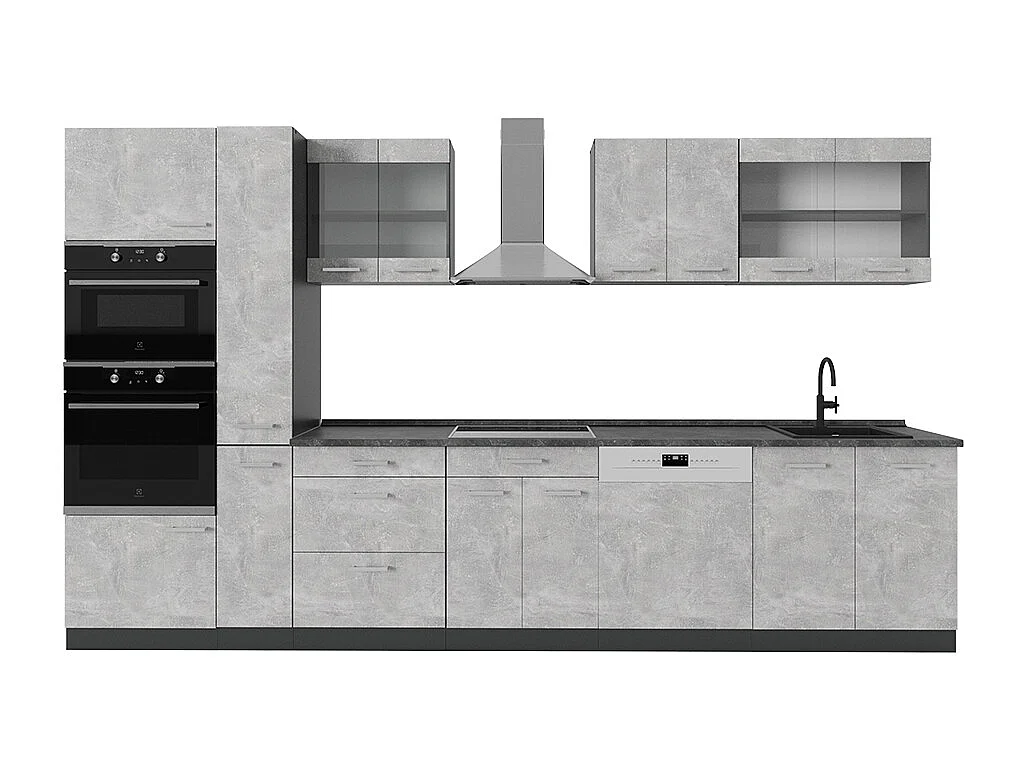 Cocina completa  hormigón/antracita 350x60x81.6 r-line