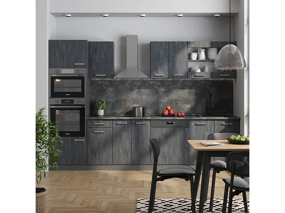 Cuisine noir béton/anthracite 300x60x81.6 r-line