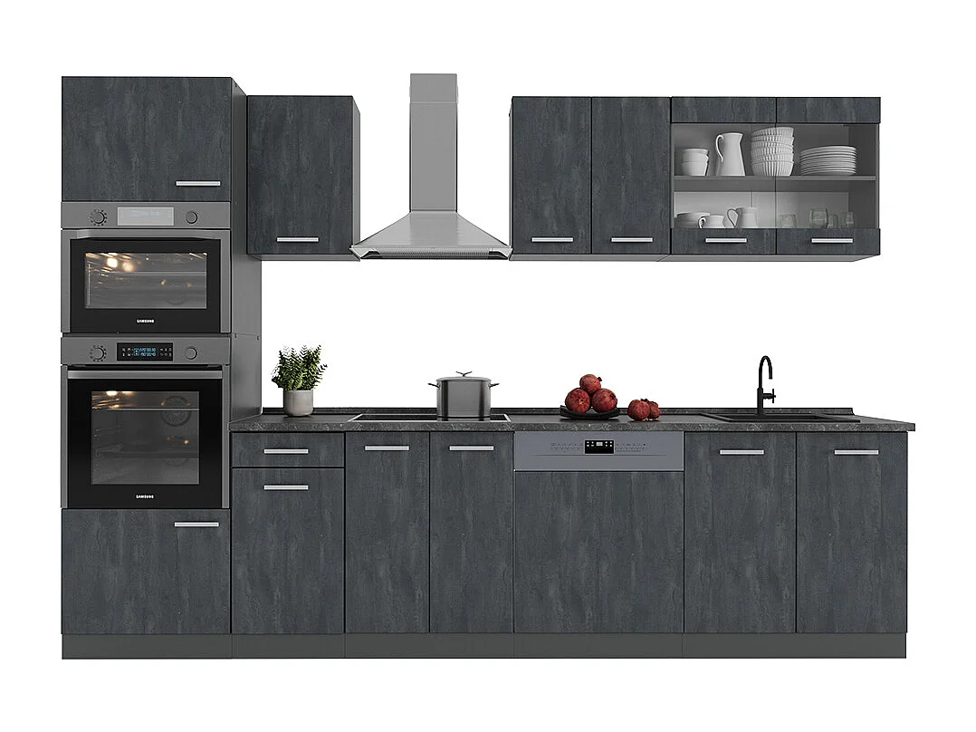Cuisine noir béton/anthracite 300x60x81.6 r-line