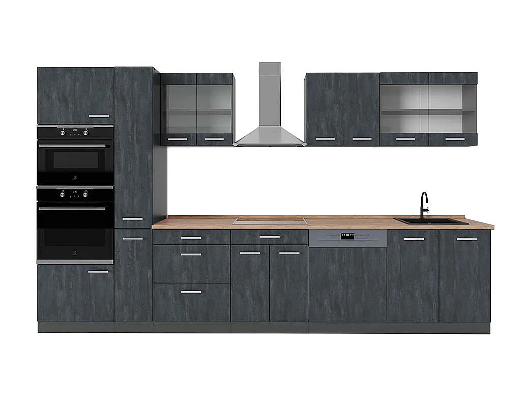 Cuisine complète  noir béton/anthracite 350x60x81.6 r-line