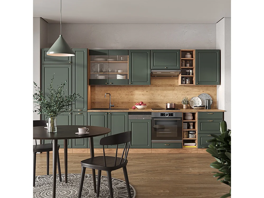 Cuisine chêne vert et or/chêne doré 355x60x81.6 fame-line
