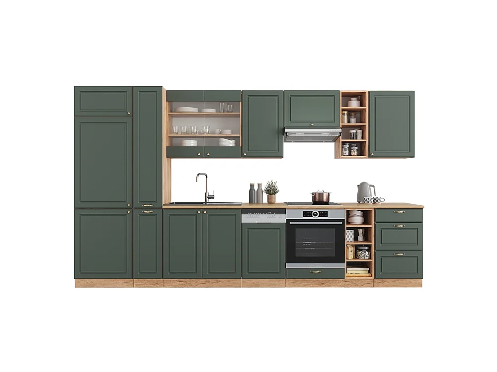 Cuisine chêne vert et or/chêne doré 355x60x81.6 fame-line