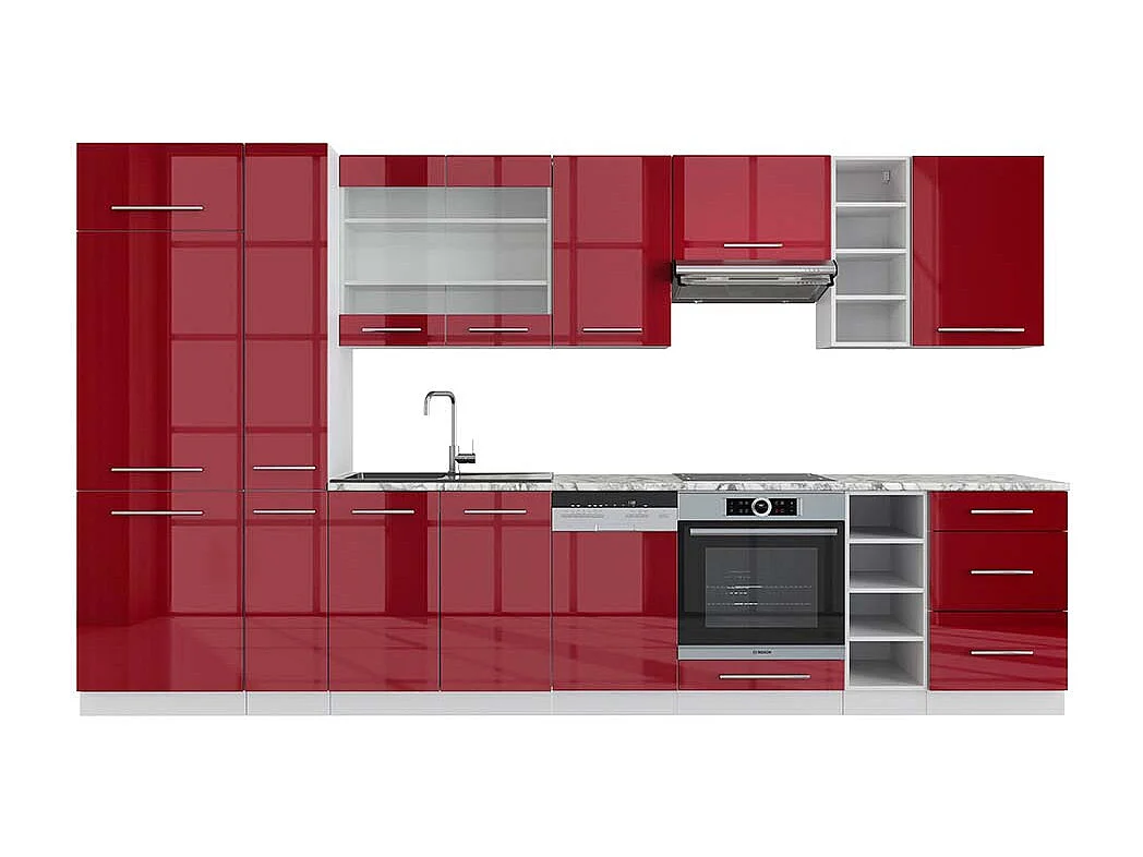 Cucina componibile bordeaux lucido/bianco 355x60x81.6 fame-line