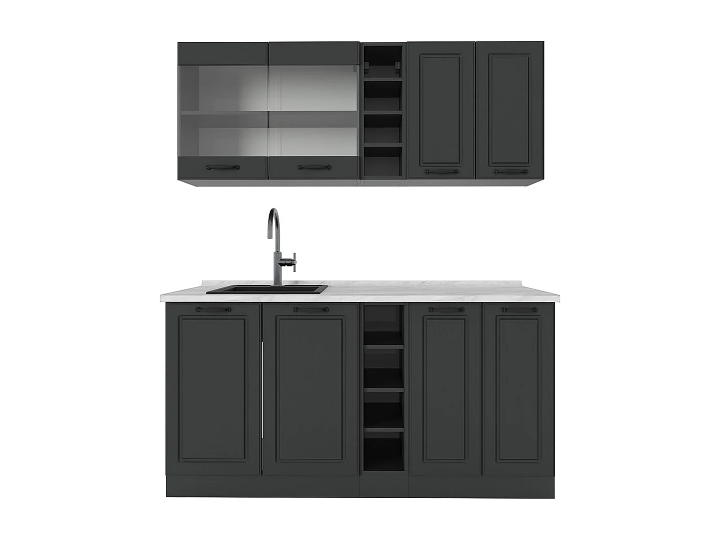 Singlekøkken antracit landhus/antracit 160x60x81.6 r-line
