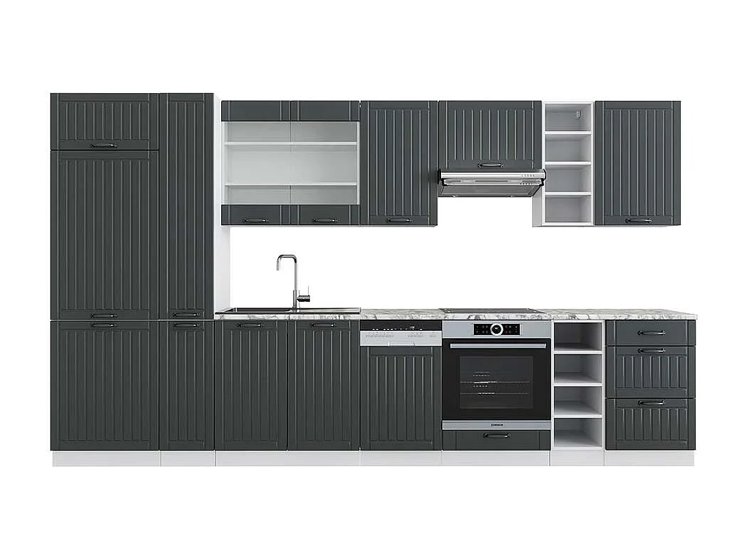 Küchenzeile anthrazit landhaus/weiß 355x60x81.6 fame-line