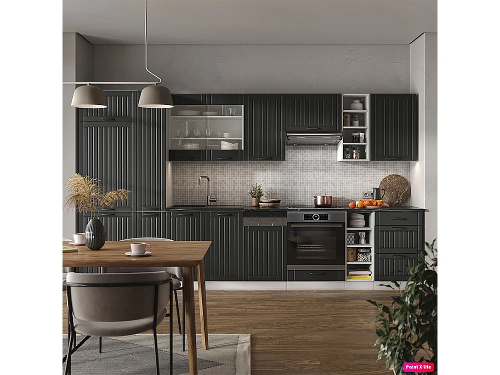 Køkkenrække antracit landhus/hvid 355x60x81.6 fame-line