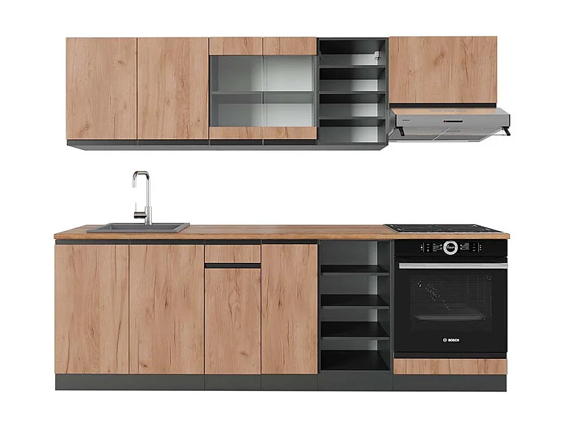 Mueble de cocina oro power roble/antracita 240x60x81.6 r-line