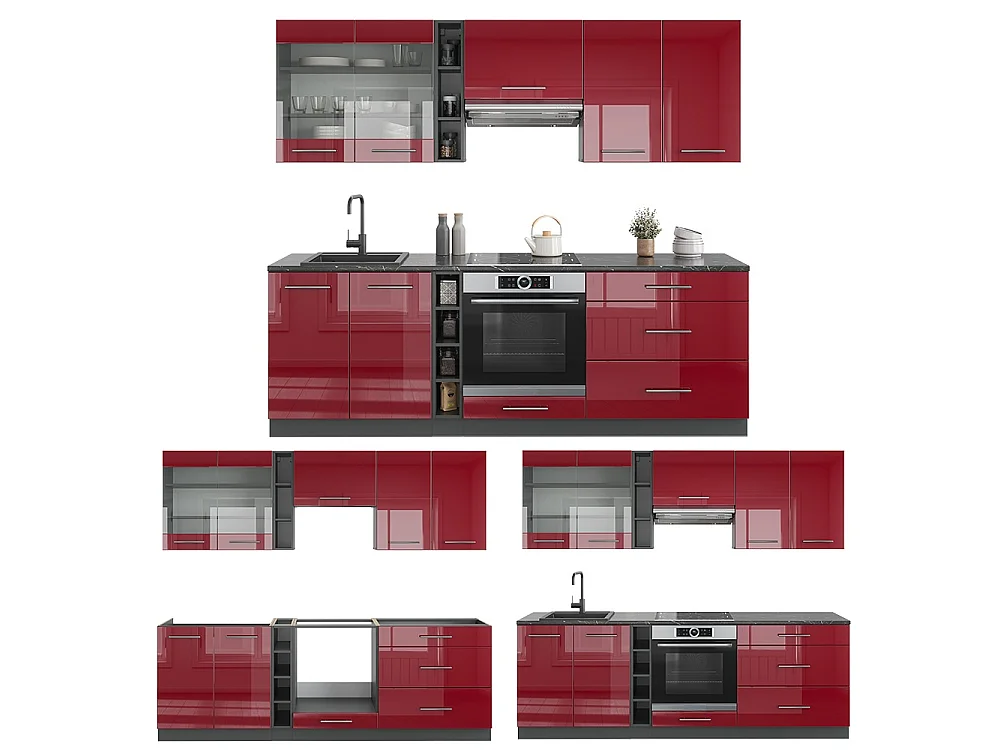 Pentry bordeaux högblank/antracit 235x46x81.6 fame-line