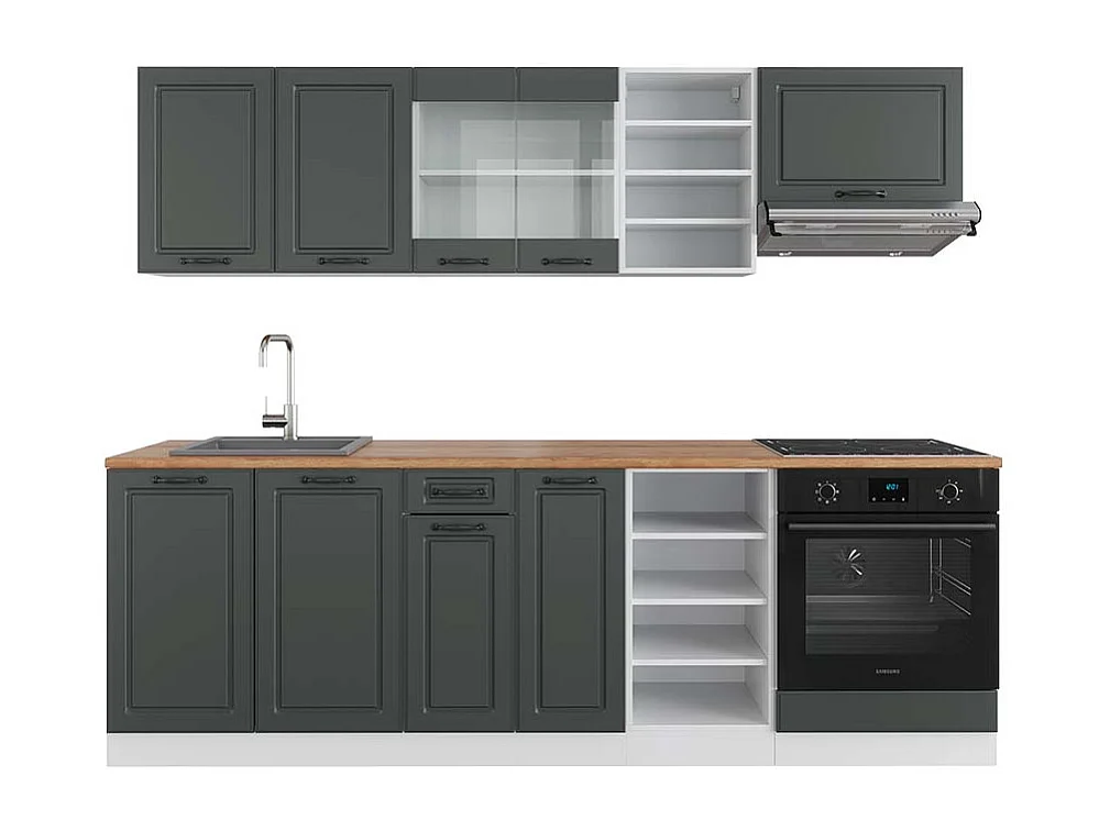 Cuisine anthracite maison de campagne/blanc 240x60x81.6 r-line