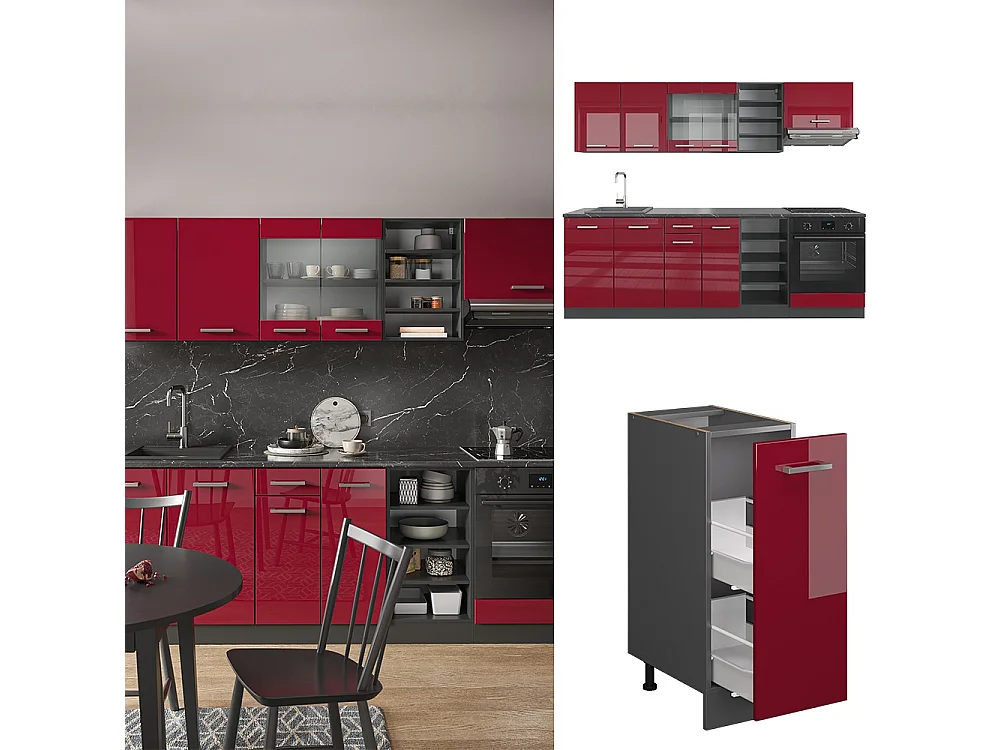 Cuisine anthracite maison de campagne/blanc 240x60x81.6 r-line
