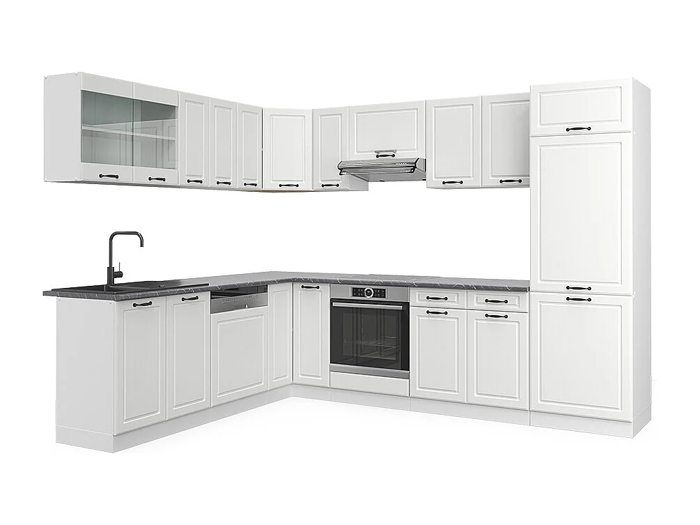 Cucina angolare completa casa di campagna bianca/bianco 287x46x81.6 r-line