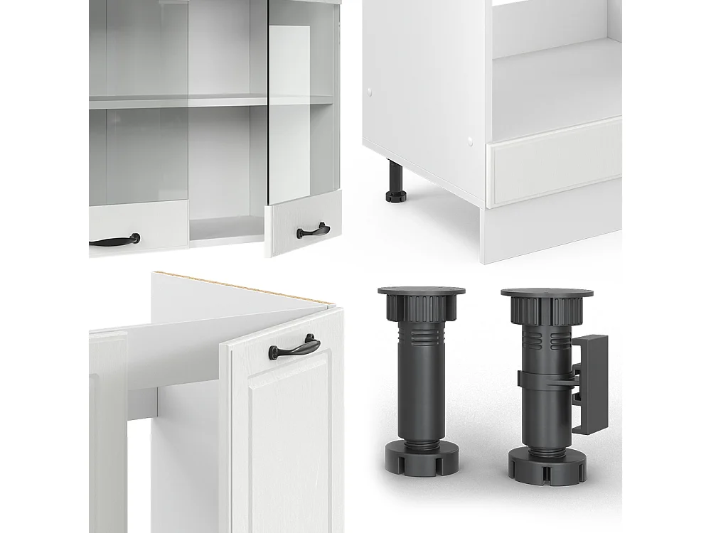 Cucina angolare completa casa di campagna bianca/bianco 287x46x81.6 r-line