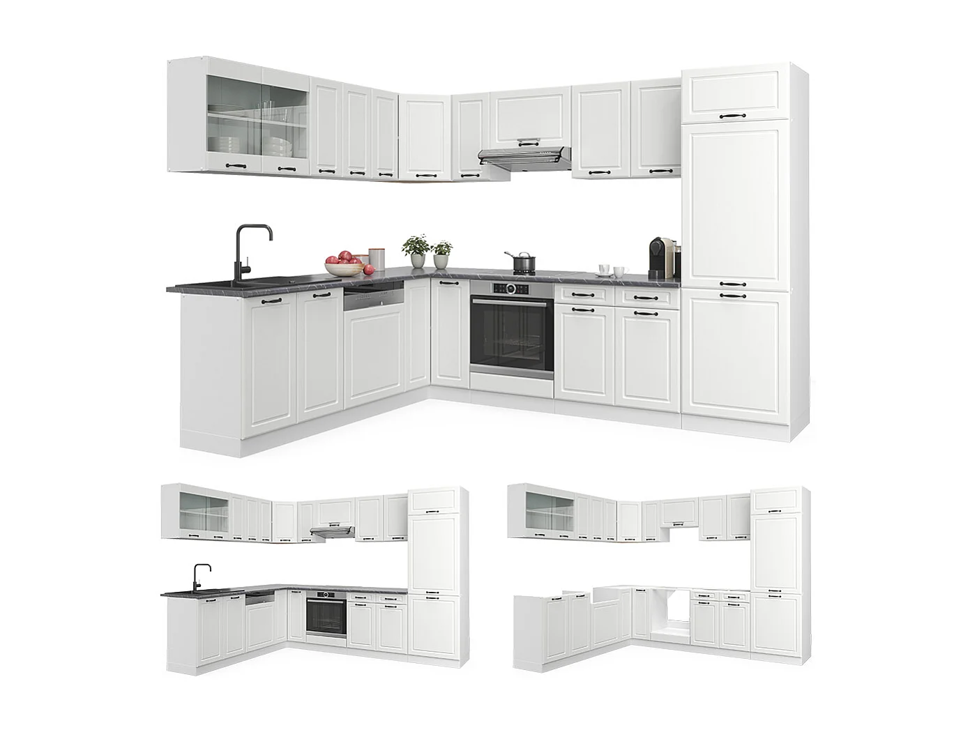 Cuisine en angle blanc campagne/blanc 287x46x81.6 r-line