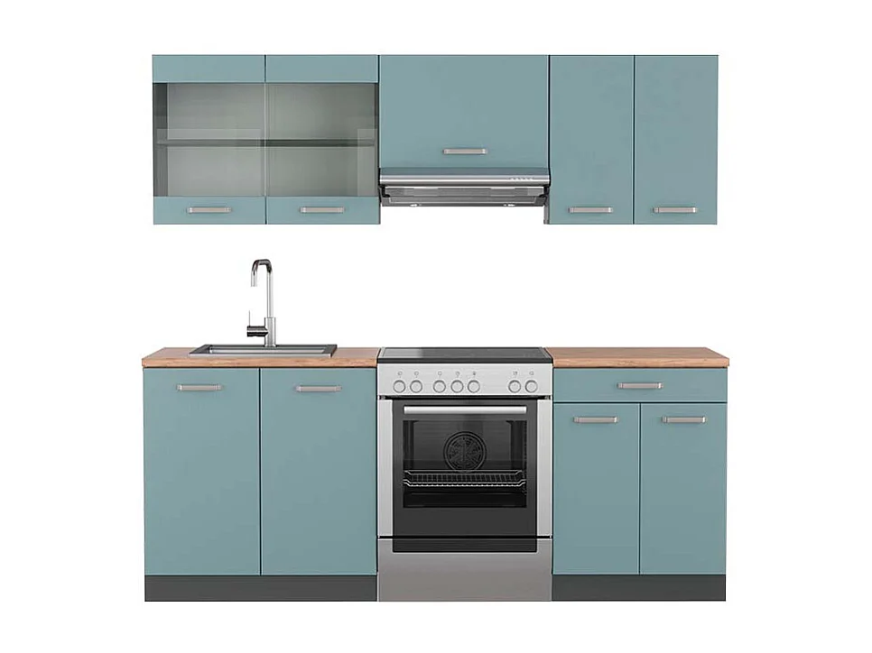 Mueble de cocina gris azulado/antracita 200x60x81.6 r-line