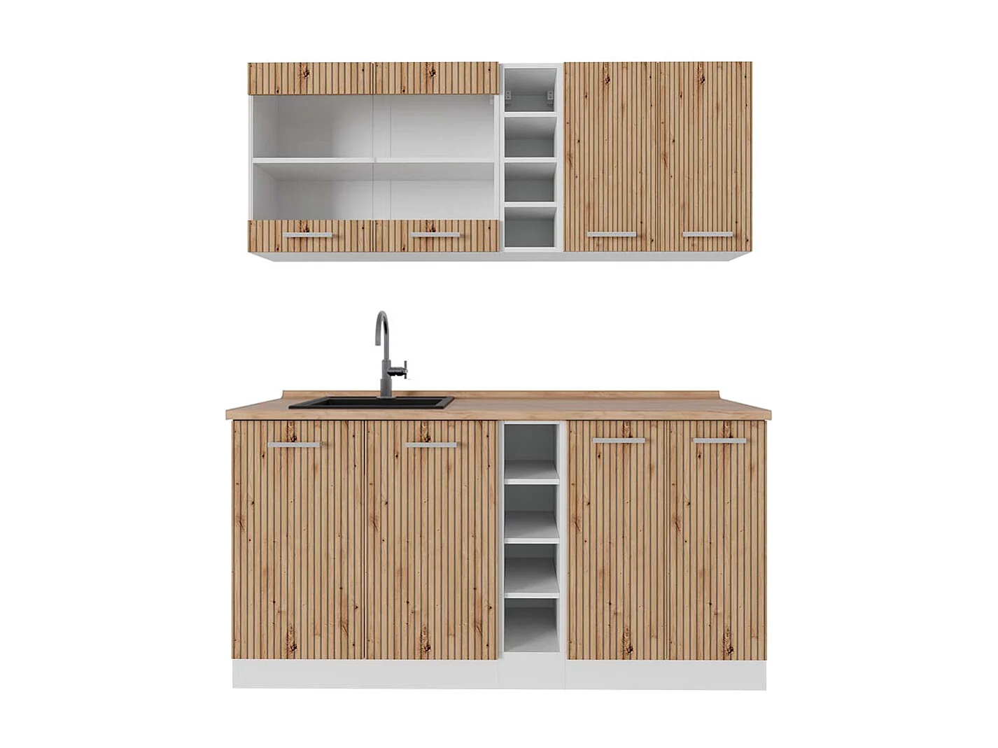 Singleküche artisan eiche/weiß 160x60x81.6 r-line