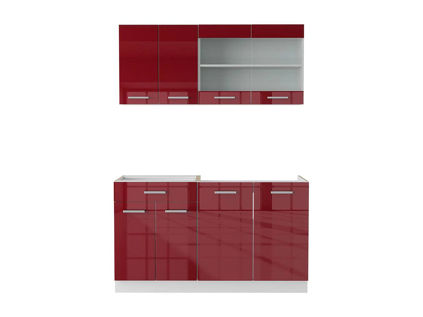 Cuisine rouge brillant/blanc 140x60x81.6 r-line