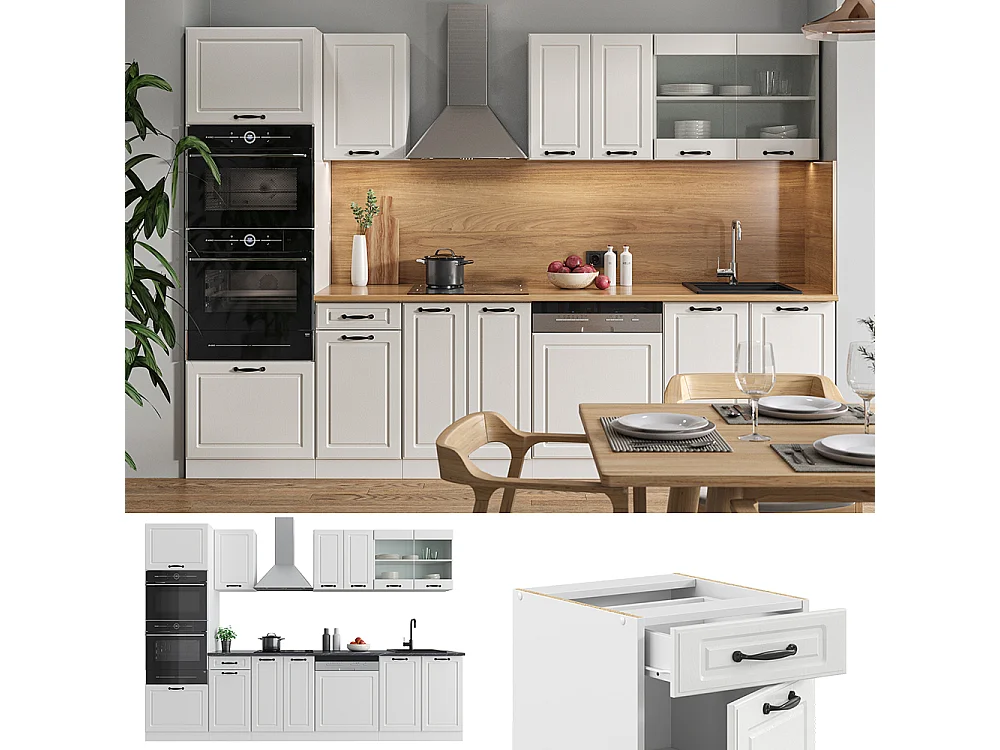 Cucina componibile casa di campagna bianca/bianco 300x60x81.6 r-line