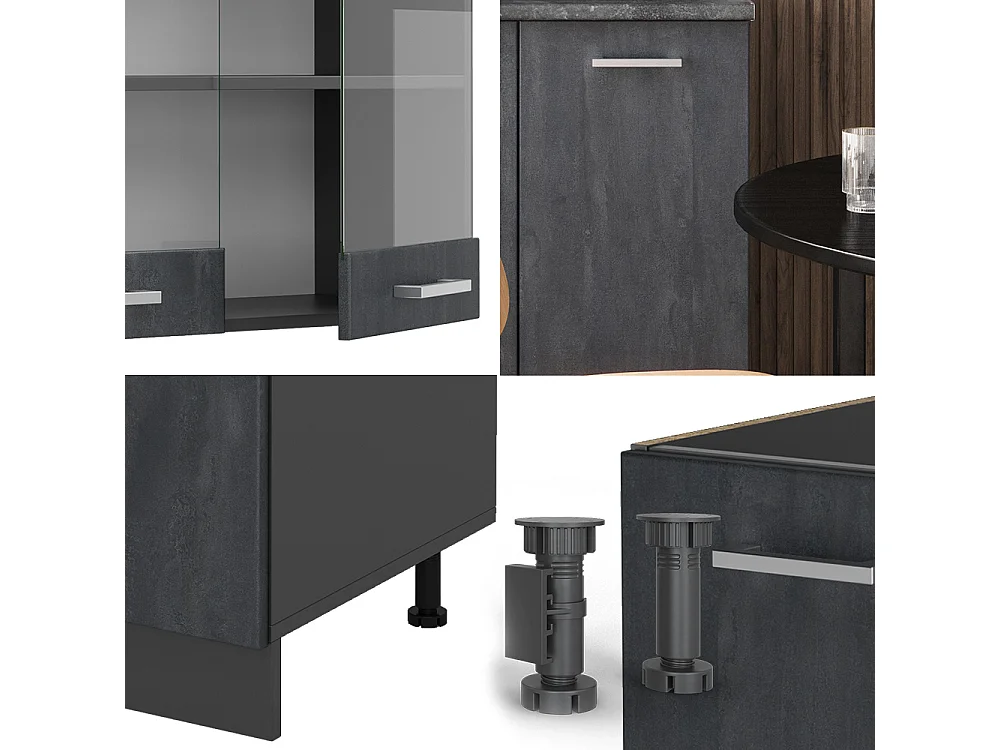 Cocina versátil hormigón negro/antracita 140x60x81.6 r-line