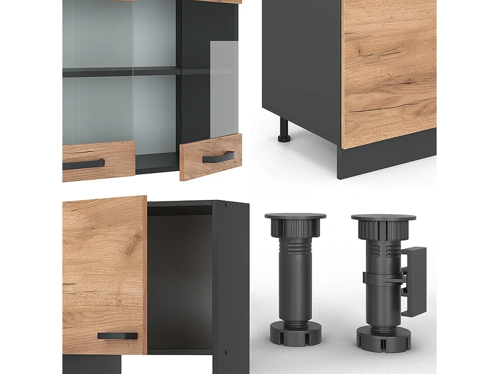 Mueble de cocina oro power roble/antracita 300x46x81.6 r-line