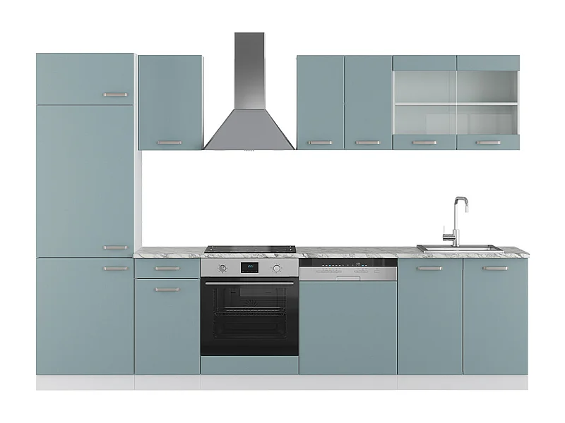 Cucina componibile grigio-blu 300x60x81.6 r-line