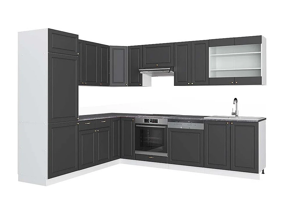 Cuisine en angle anthracite-or/blanc 287x60x81.6 fame-line