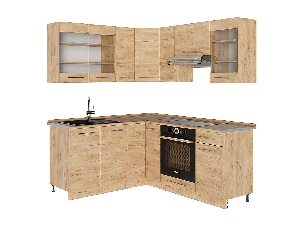 Cucina angolare completa Rovere dorato 190x60x81.6 fame-line