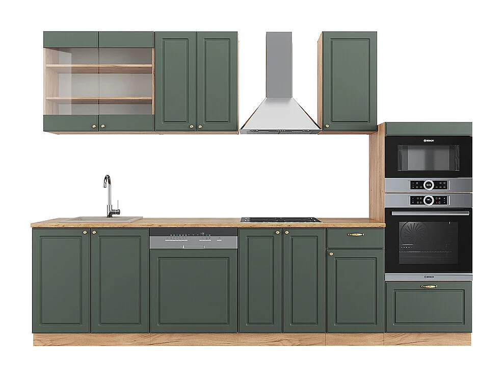 Cuisine chêne vert et or/chêne doré 300x60x81.6 fame-line