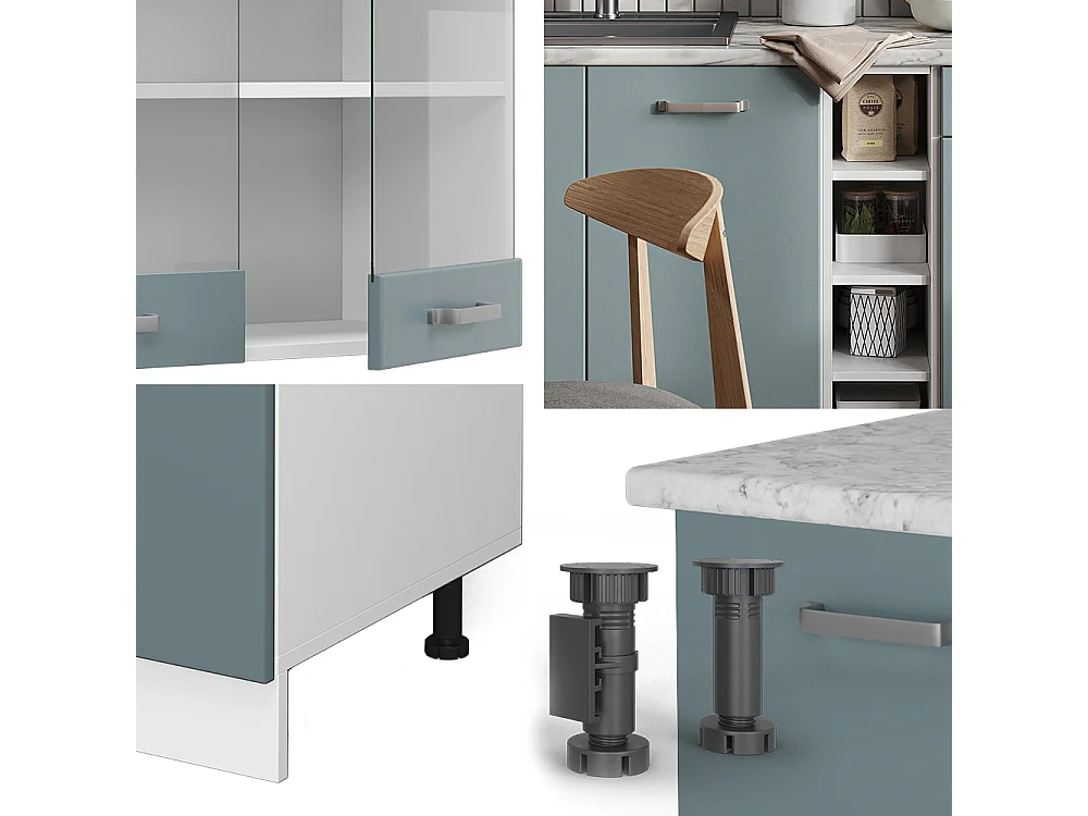 Cuisine bleu-gris/blanc 160x46x81.6 r-line