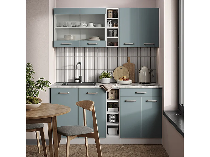 Cuisine bleu-gris/blanc 160x46x81.6 r-line