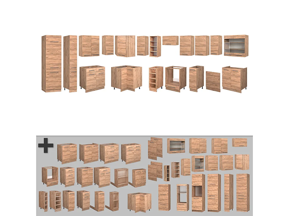 Eckküche goldkraft eiche 347x60x81.6 fame-line