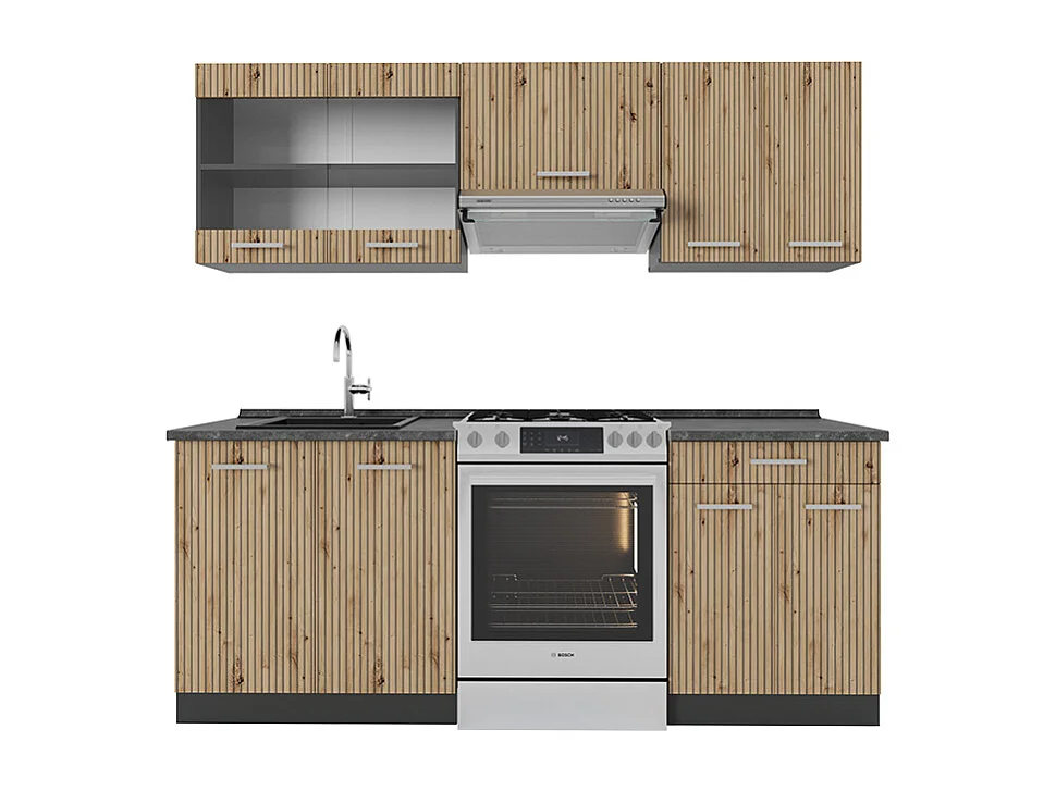 Køkkenrække artisan eg/antracit 200x60x81.6 r-line