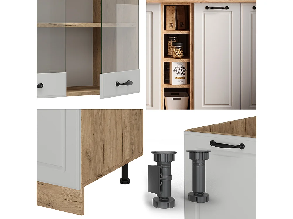 Cucina completa casa di campagna bianca/quercia dorata 160x46x81.6 r-line