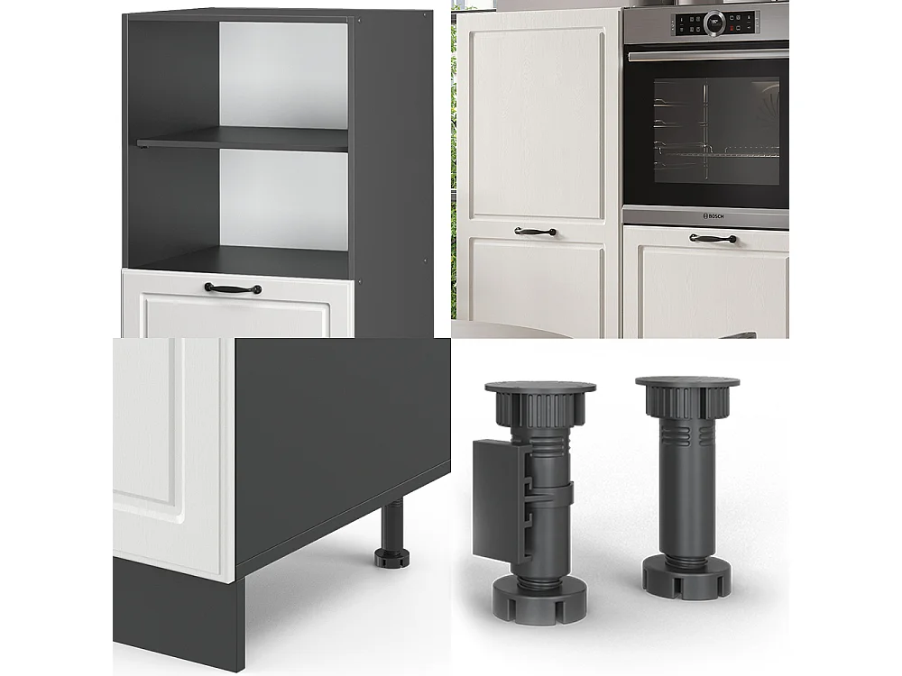 Bloque de cocina casa de campo blanca/antracita 180x46x81.6 r-line